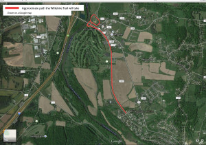 approximate path of the proposed River Community Park - Wilkshire Blvd. Trail